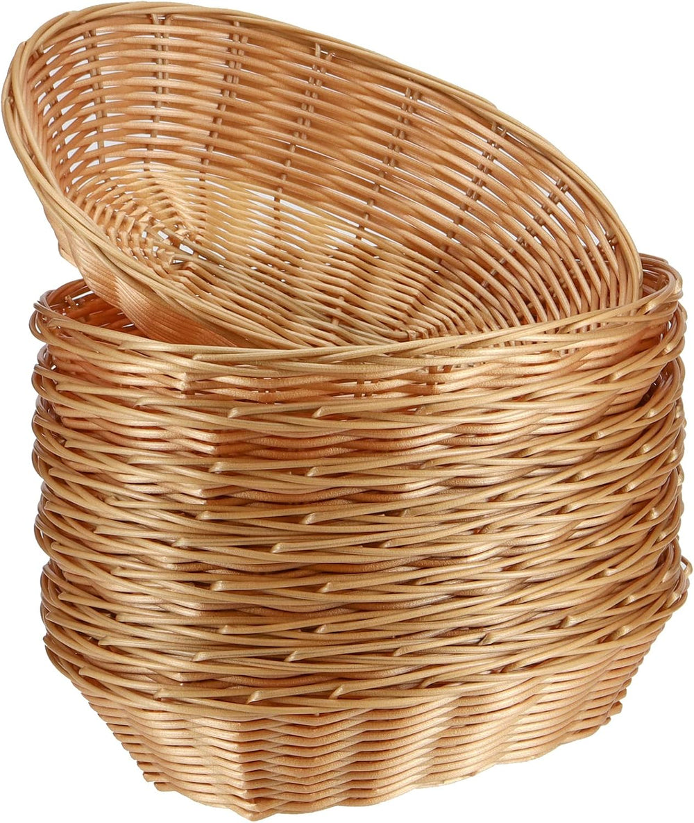 SINJEUN 20 Pack Wicker Bread Basket, Handwoven Oval Plastic Basket, Woven Tab...