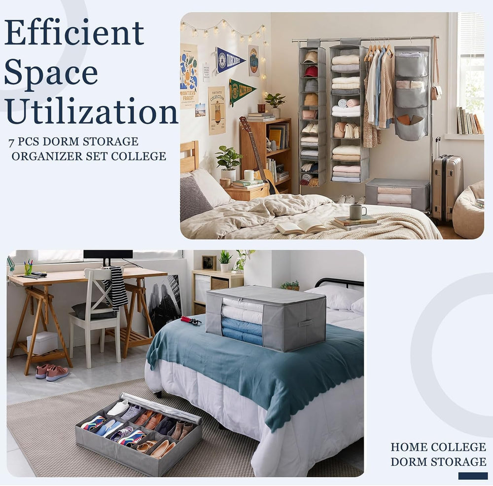 7 Pcs Dorm Organizers and Storage Set College Dorm Essentials