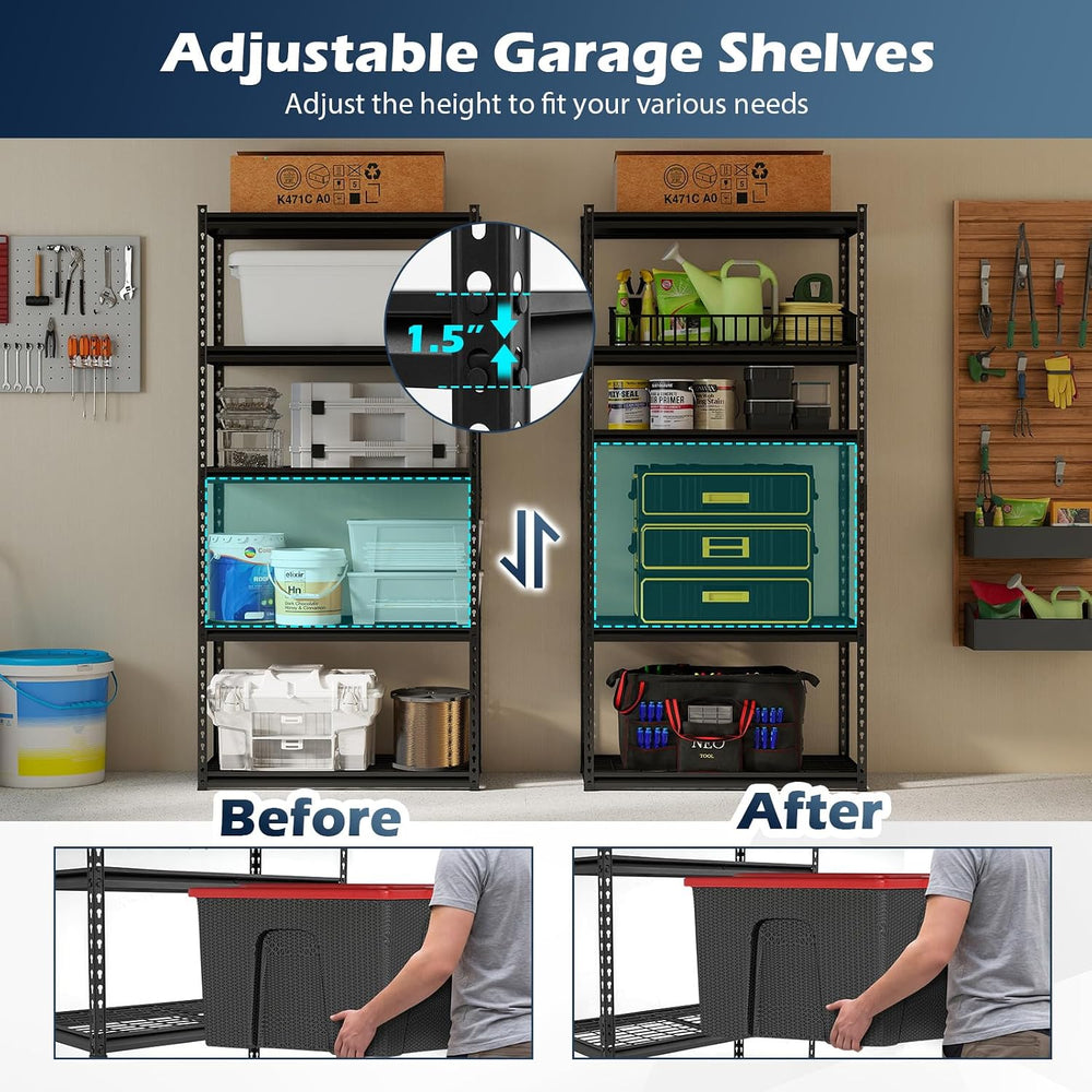 Tangkula 5-Tier Metal Storage Shelves, Garage Shelving Units with 2000 LBS Ca...