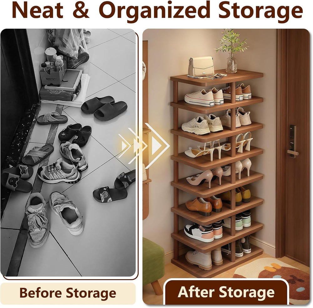 Vertical Shoe Rack,8 Tiers Tall Shoe Shelf for Closet Entryway