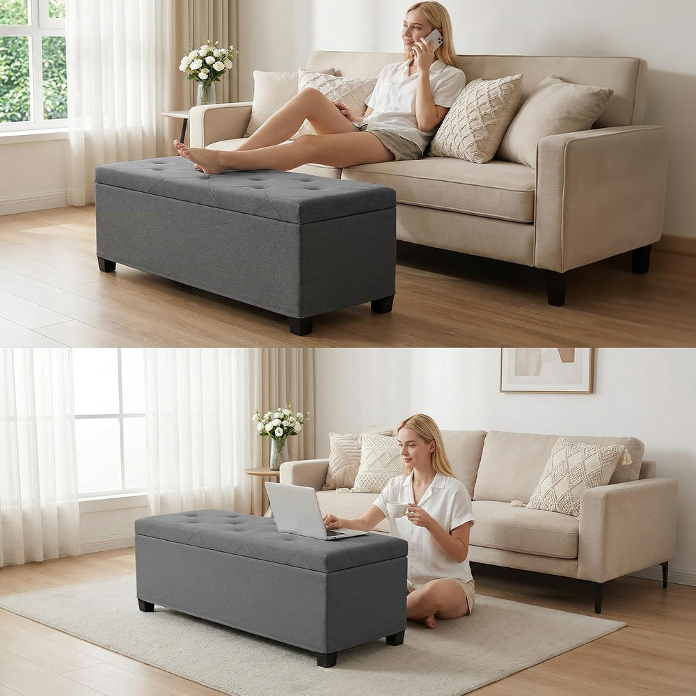 DUMOS Storage Ottoman Bench, 43.3 Inch End of Bed Bench for Living Room