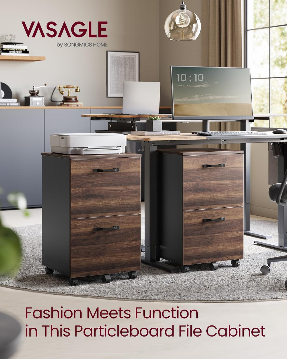 VASAGLE 2-Drawer File Cabinet, Small Rolling Filing Cabinet