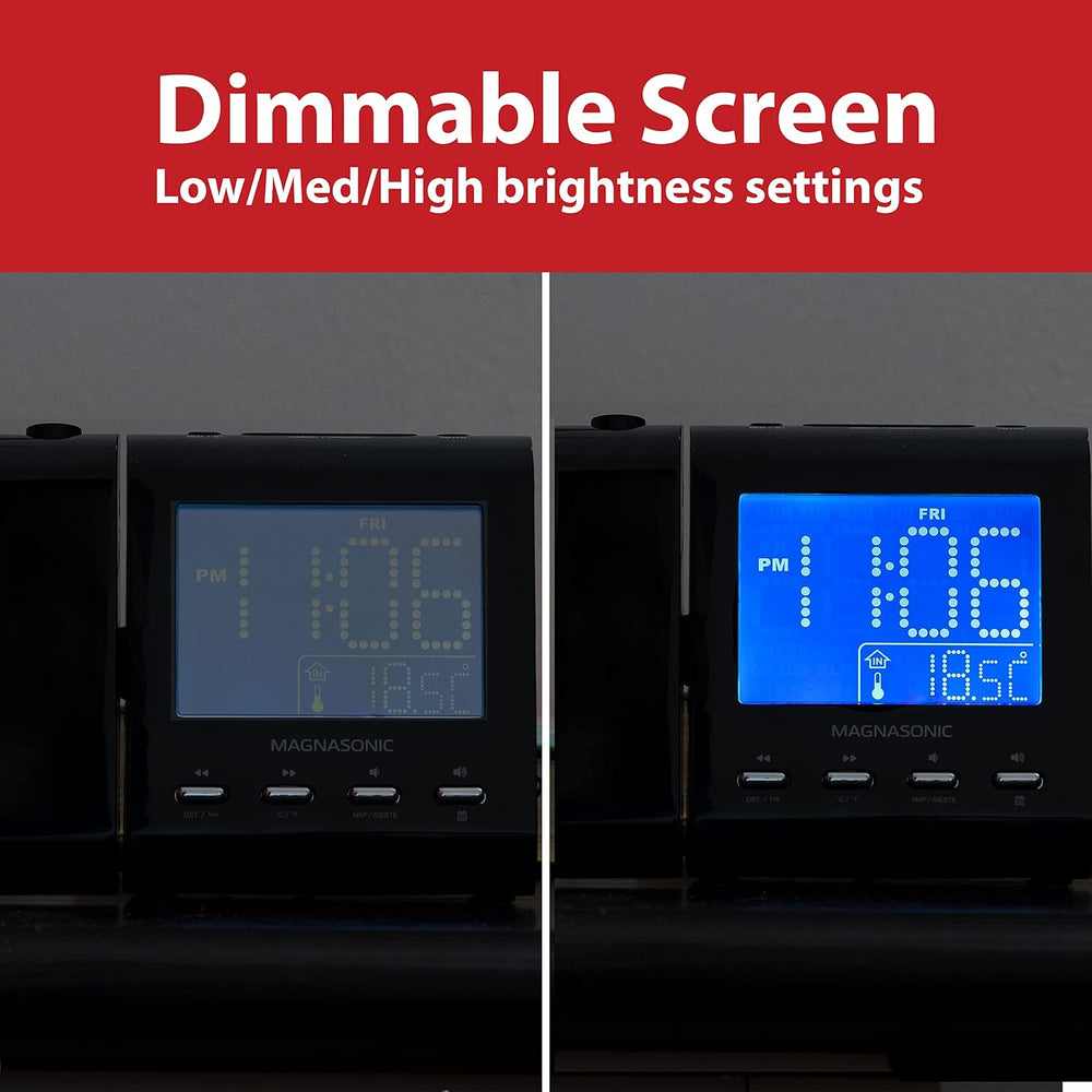 Magnasonic Projection Alarm Clock with AM/FM Radio, Battery Backup, Auto Time...