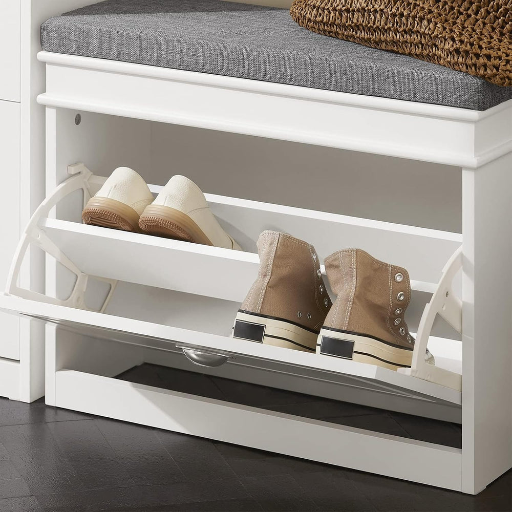 SoBuy Tiny Shoe Storage Bench, Narrow Shoe Cabinet for Entryway, Small Shoe R...