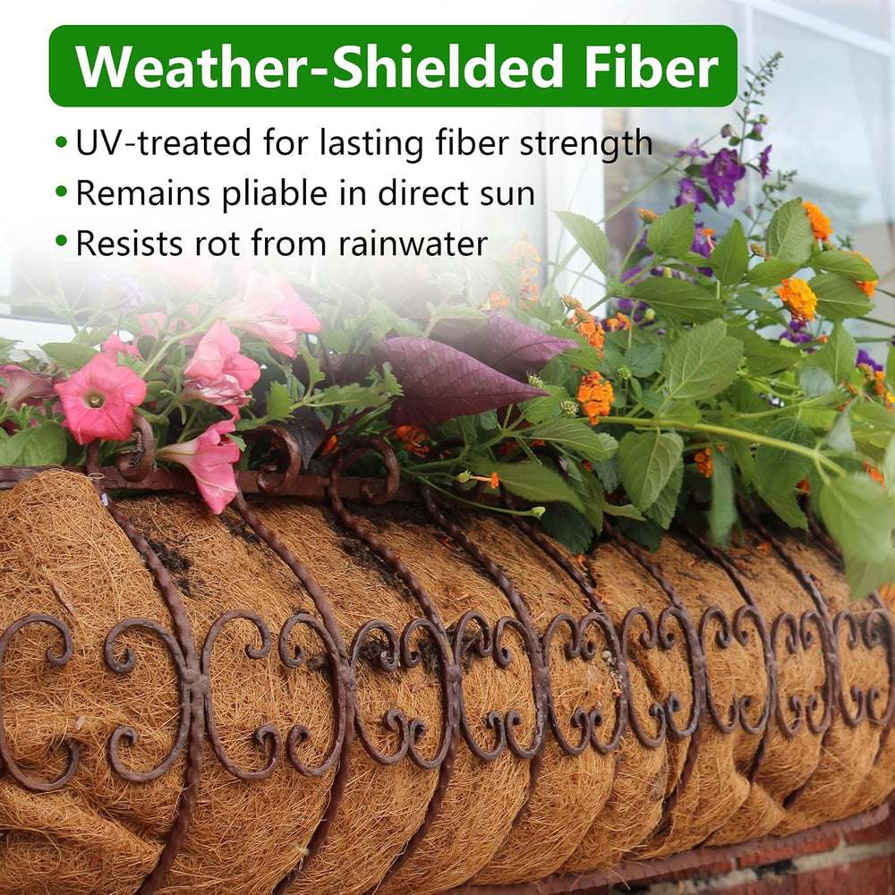 DUNCHATY 24 Inch Trough Coco Liners for Planters - 4 Pack Window Box Liners