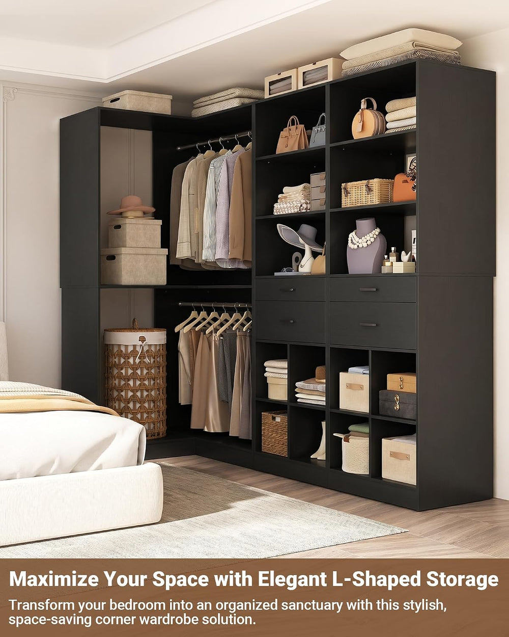 Besiost Closet System with 4 Drawers, 53.5"*53.5"/ 31.5"*75.5&...