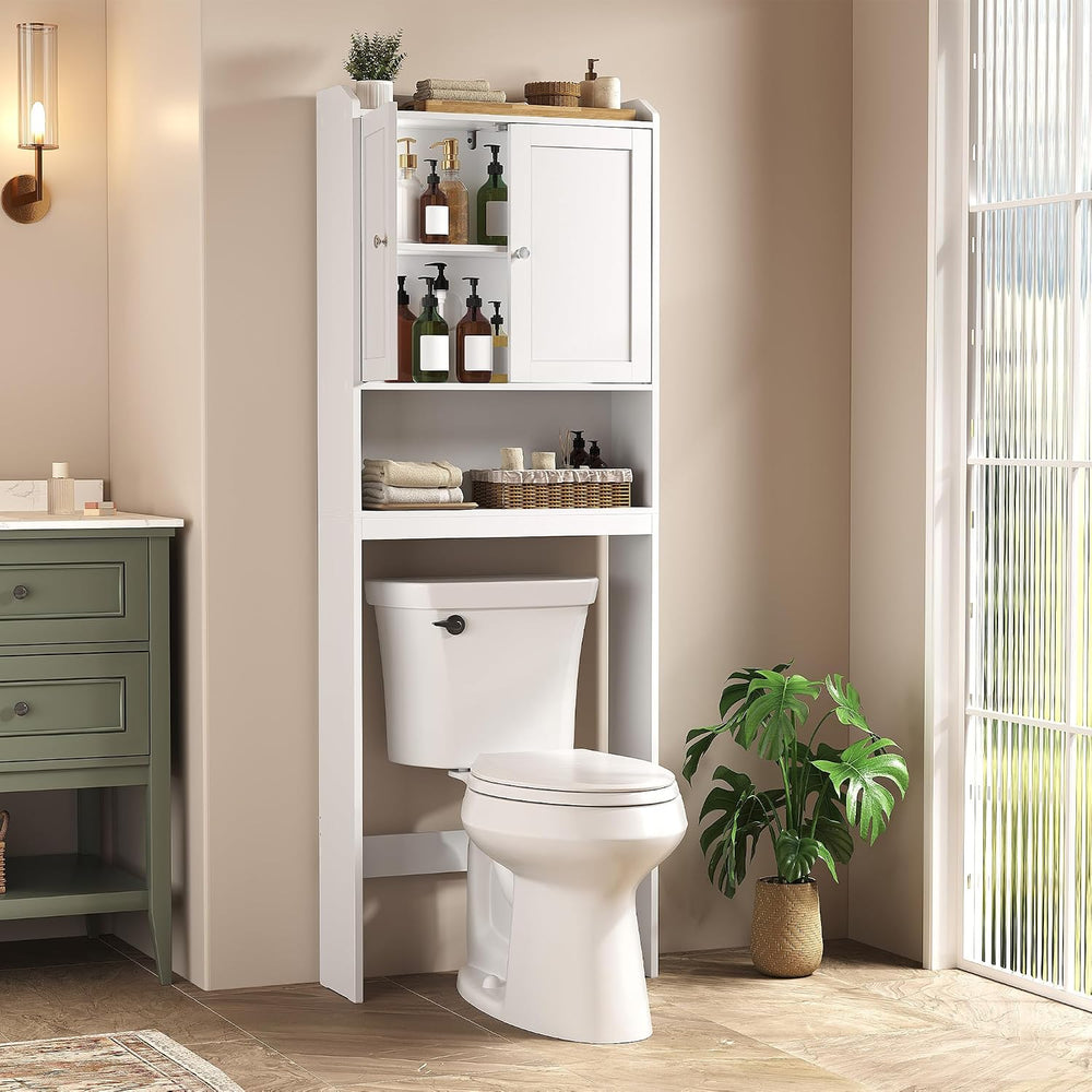 VASAGLE Over the Toilet Storage Cabinet, Doors, Adjustable Shelves, 24.6'...