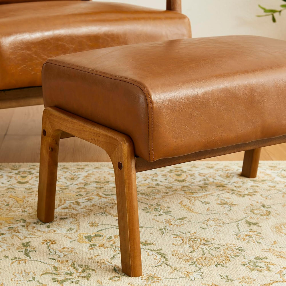 Glitzhome 15.5"(H) Footrest Stool Set of 2, Leatherette Ottoman, Accent ...
