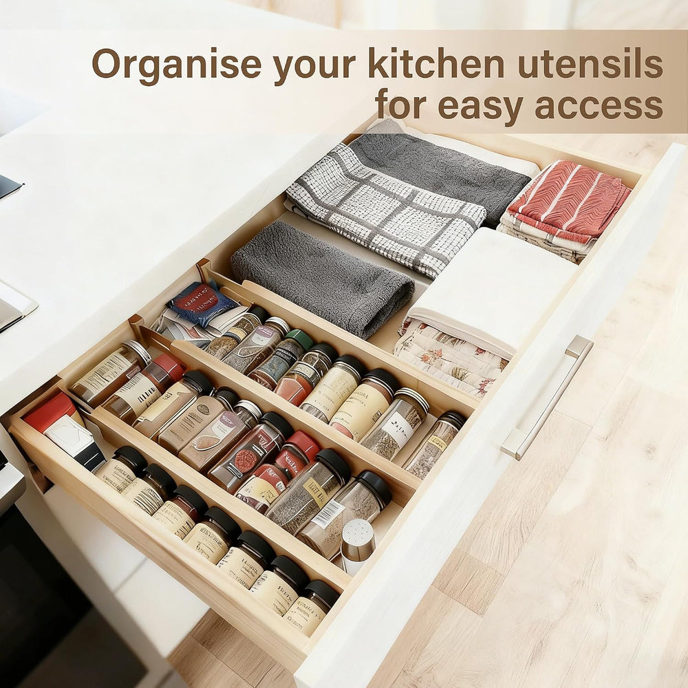 Adjustable Bamboo Drawer Dividers of 8, Expandable Organizers (16.9"-22....