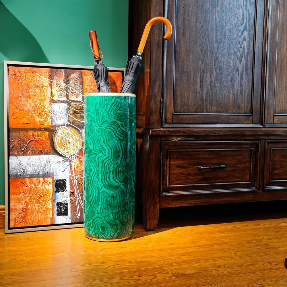 24" H Ceramic Umbrella Stand Malachite Green for Entryway Indoor
