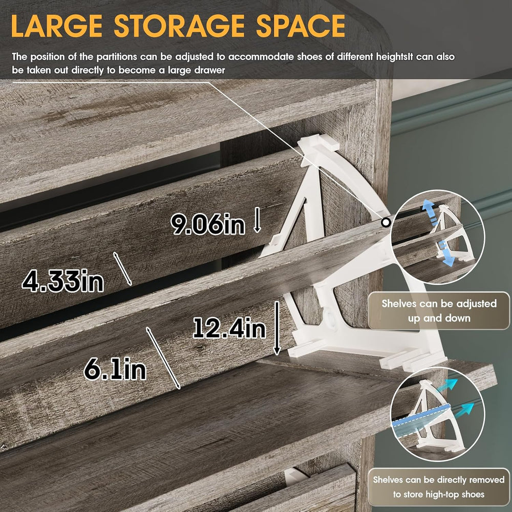 Maupvit Shoe Storage Cabinet with 3 Flip Drawers, Freestanding Organizer with...