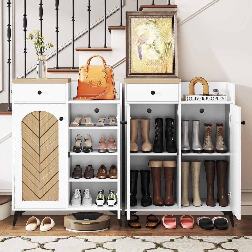 LOKO Shoe Cabinet with Doors, 6-Tier Shoe Storage Cabinet with Drawer, 6 Adju...
