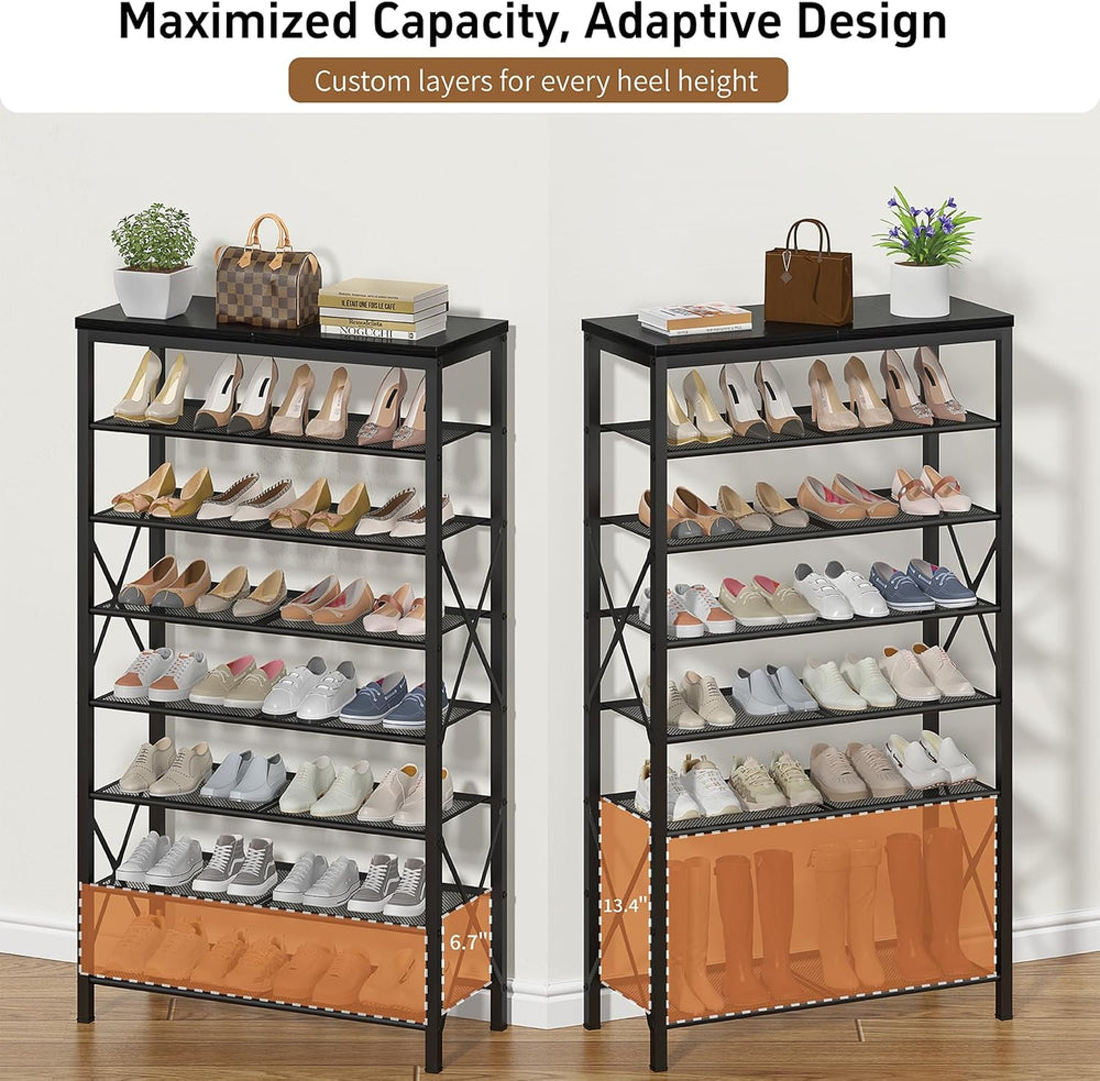 Metal Shoe Rack, 8 Tier Shoe Shelf Holds 32 Pairs, Vertical Shoe Organizer fo...