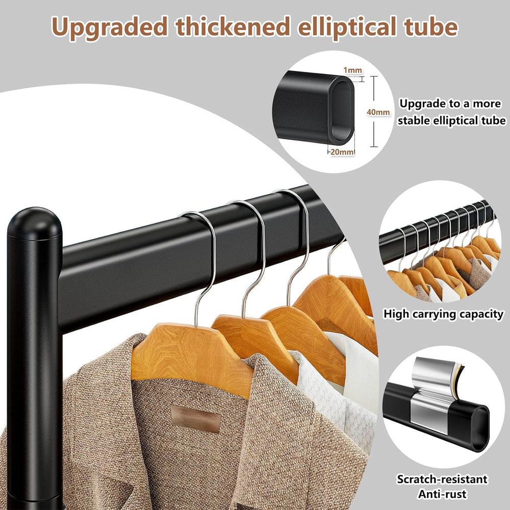 Wiracks Clothes Rack Clothing Rack with Wheels Rolling Clothing Rack for Hang...
