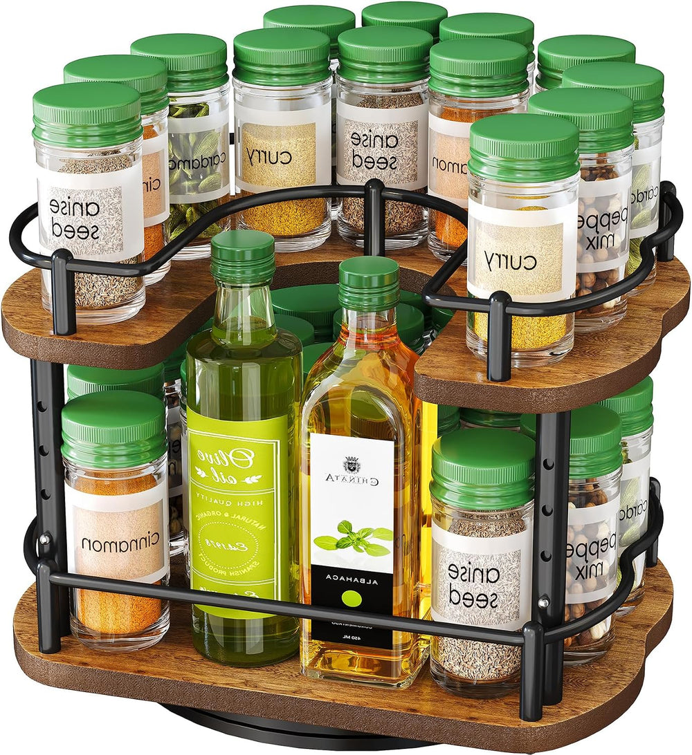 SNTD Spice Organization for Cabinet, Lazy Susan Spice Rack, 10 in, Black