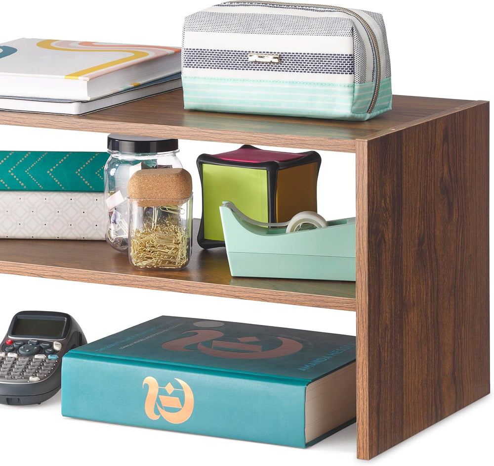Whitmor Wood Stackable 2-Shelf Shoe Rack, Walnut, 24 inches,2 Pack