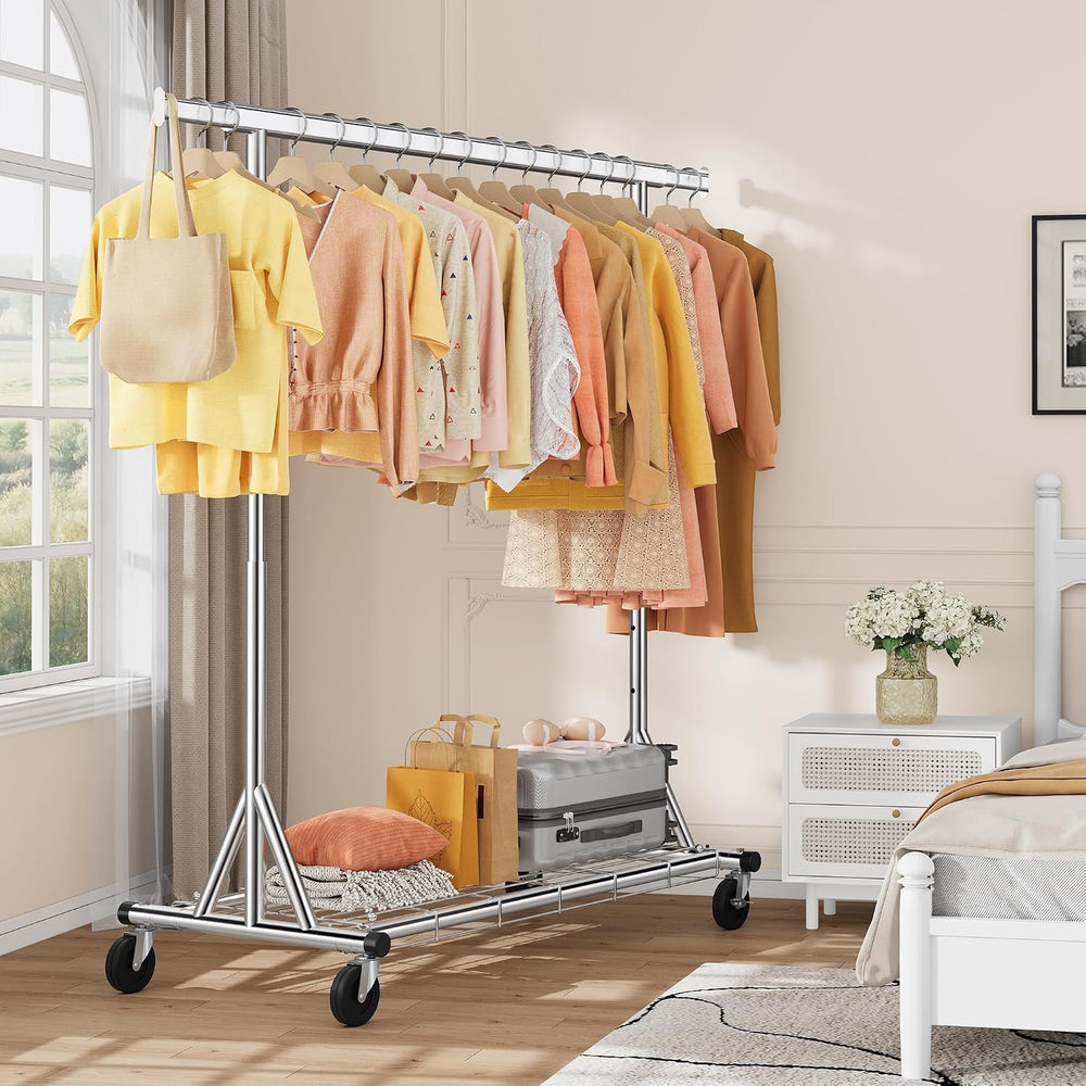 Gewudraw Clothes Rack Heavy Duty 630 LBS Capacity-Rolling Clothing Rack