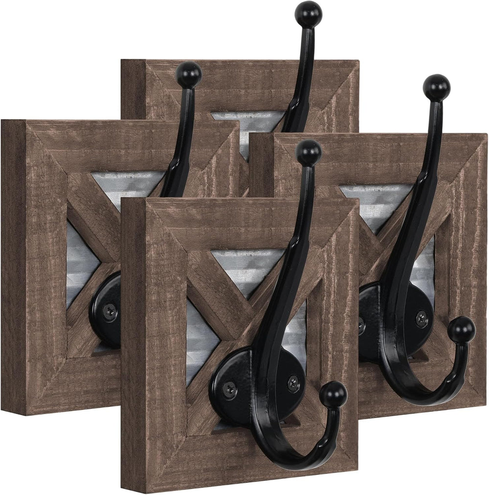 Autumn Alley Farmhouse Bathroom Hooks - 4 Pack Rustic Wall Hooks for Towels, ...
