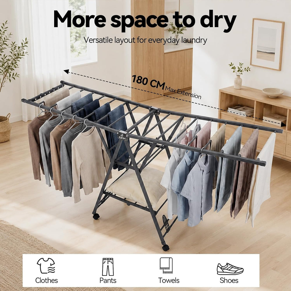 71" Foldable Clothes Drying Rack, 3 Tire Thick Frame Rack for 35 Pieces+