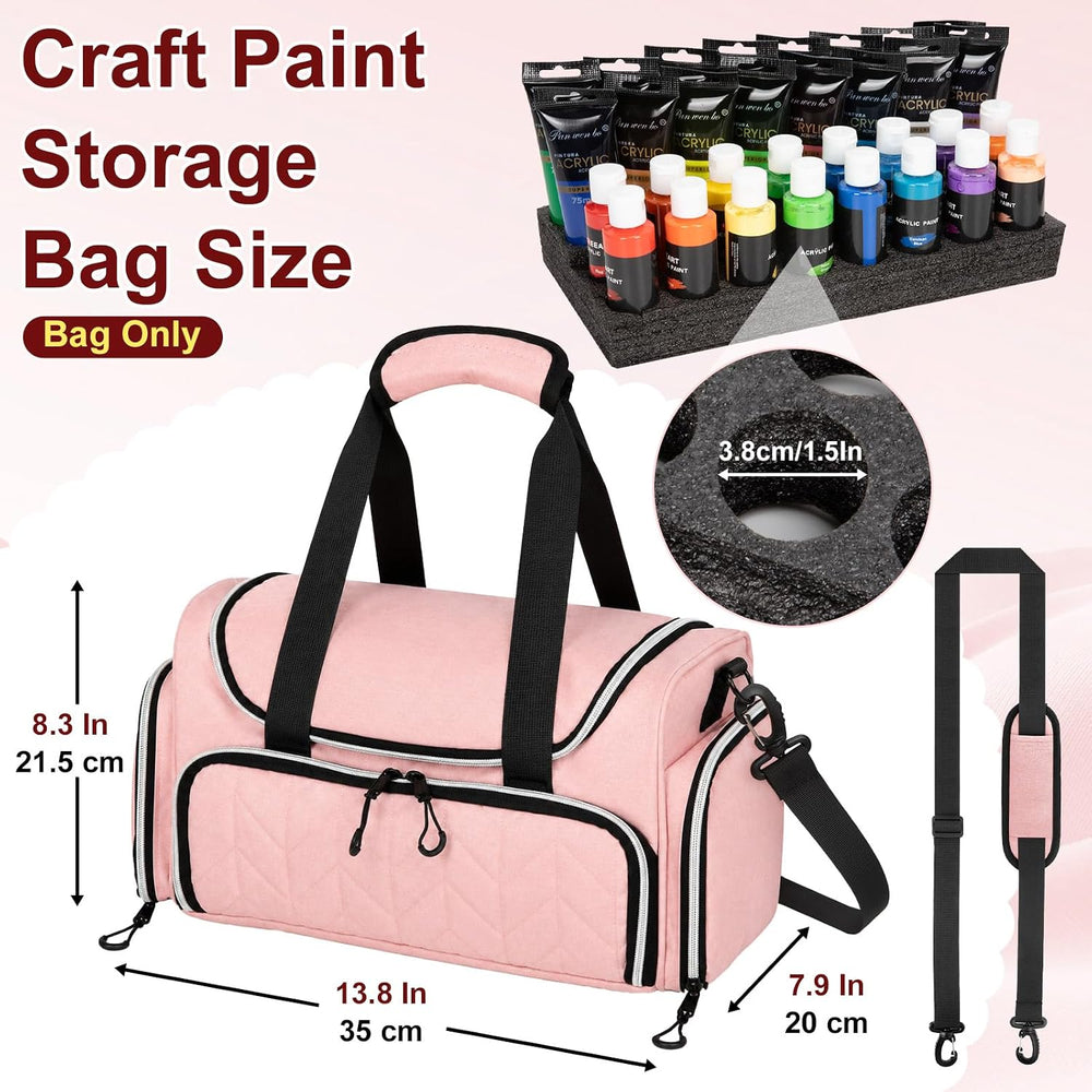 Acrylic Paint Storage Bag Holds 32 Bottles (2 oz) Acrylic Paints
