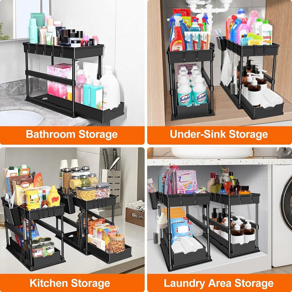 JPart Under Sink Organizer, Kitchen Organizers and Storage, 2-Tier Bathroom C...