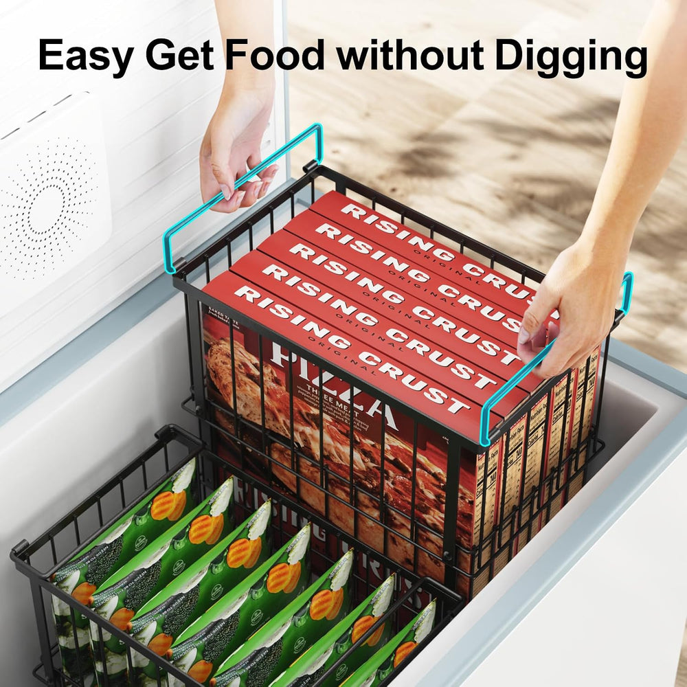 iSPECLE Freezer Organizer Bins - Height-Adjustable Holds 12" Pizza, 4 Pack