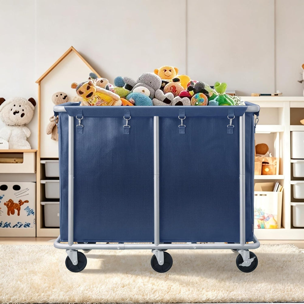 STORAGE MANIAC Commercial Laundry Cart with Wheels, 420L Blue