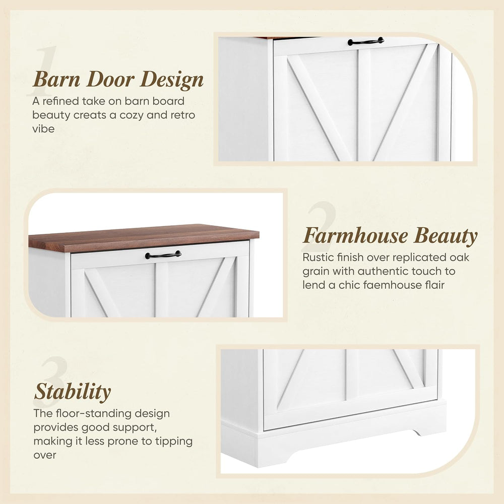 Semiocthome Farmhouse Shoe Storage Cabinet with 2 Flip Drawers, 23.6"(W)...