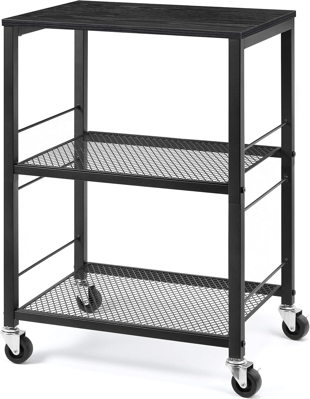 LIANTRAL 3 Tier Rolling Cart, Black Kitchen Carts on Wheels with Storage