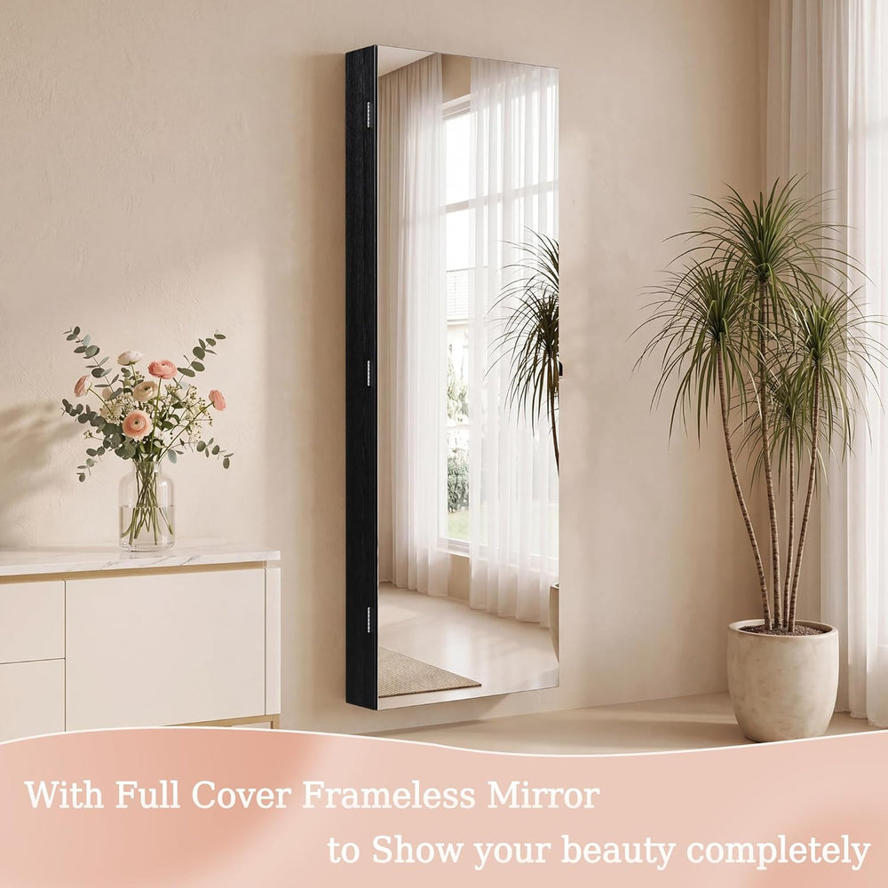 Unisakey Mirror Jewelry Cabinet,Lockable Wall or Door Mounted Jewelry Armoire...