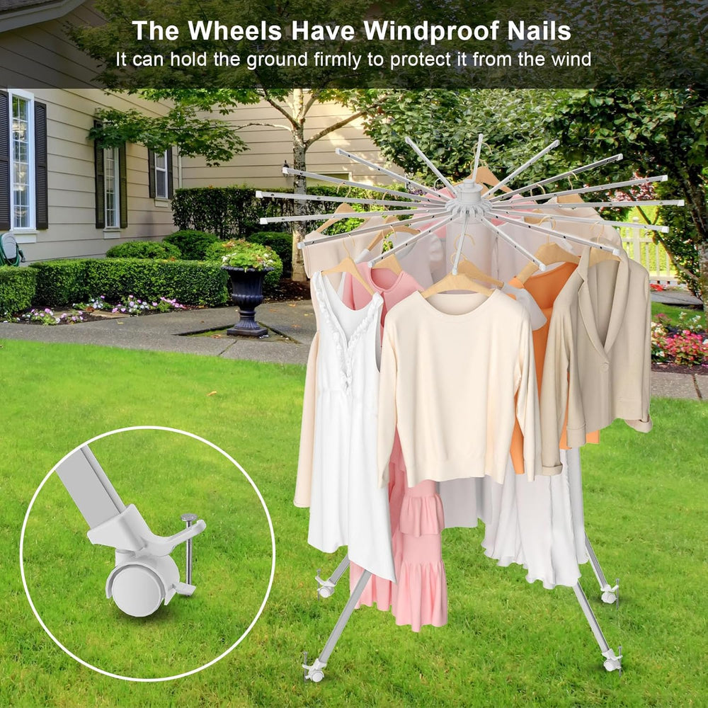 4-Legged Clothes Drying Rack Foldable, Outdoor Collapsible Drying Rack Clothi...