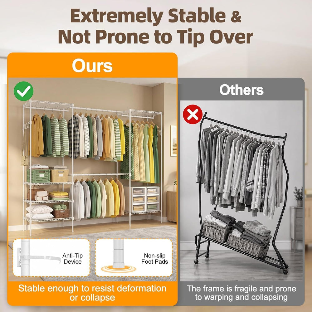 Expandable Clothes Rack, 15.7" D x (70.9"-90.6") W x 76.8"...