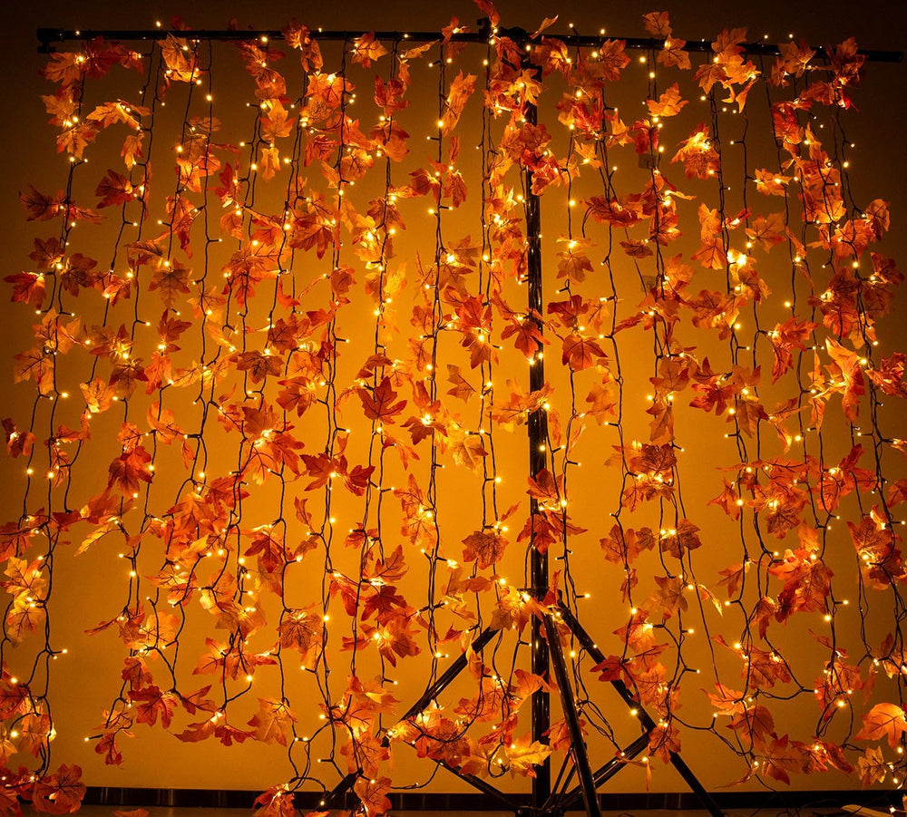 66ft Maple Leaves 200LED String Lights Fall Decor for Home Lighted Fall Garla...