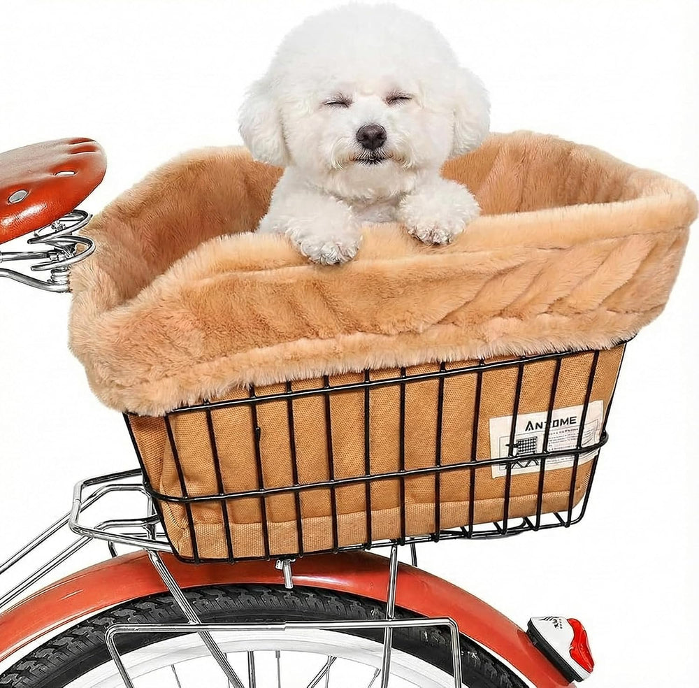 ANZOME Dog Bike Basket Liner, Sherpa Padded Cover, Brown