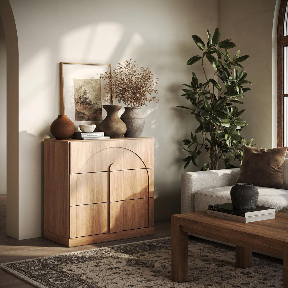 BELLEZE 31.5" Kitchen Storage Cabinet with 3 Drawers, Freestanding Accen...