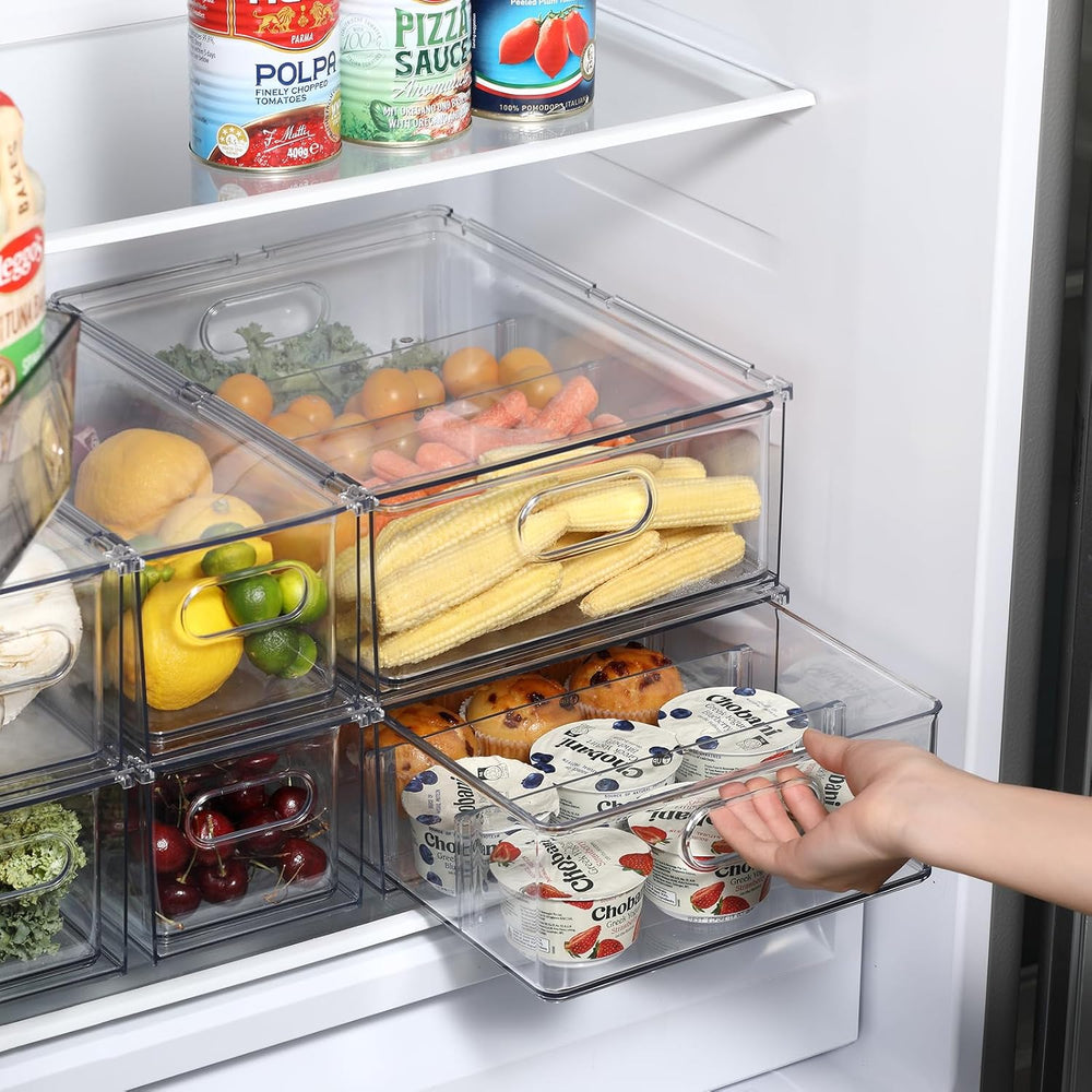 Fridge Organizers and Storage Pull Out Drawer, 2 Small + 1 Large