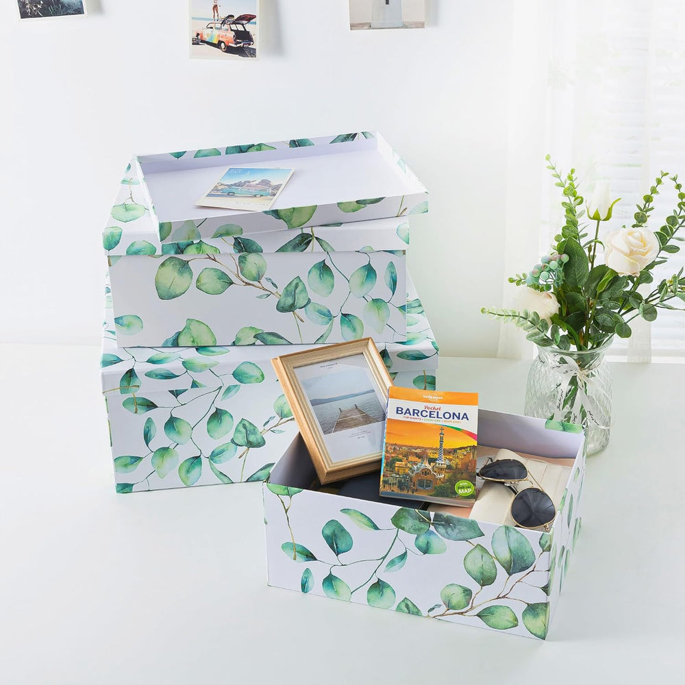 Soul & Lane - Eucalyptus Decorative Storage Boxes with Lids, Set of 3