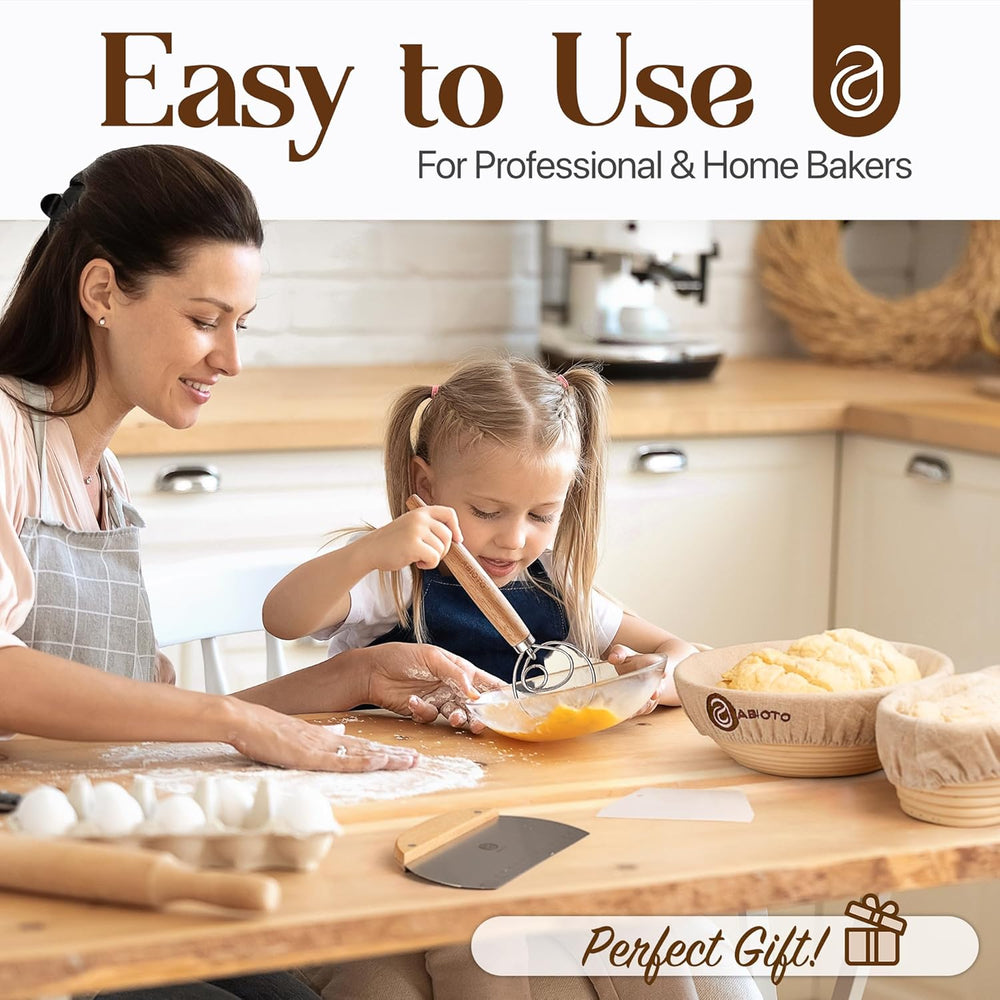 ABIOTO Sourdough Bread Baking Kit - 14-Piece Set with 10" Round & 11...