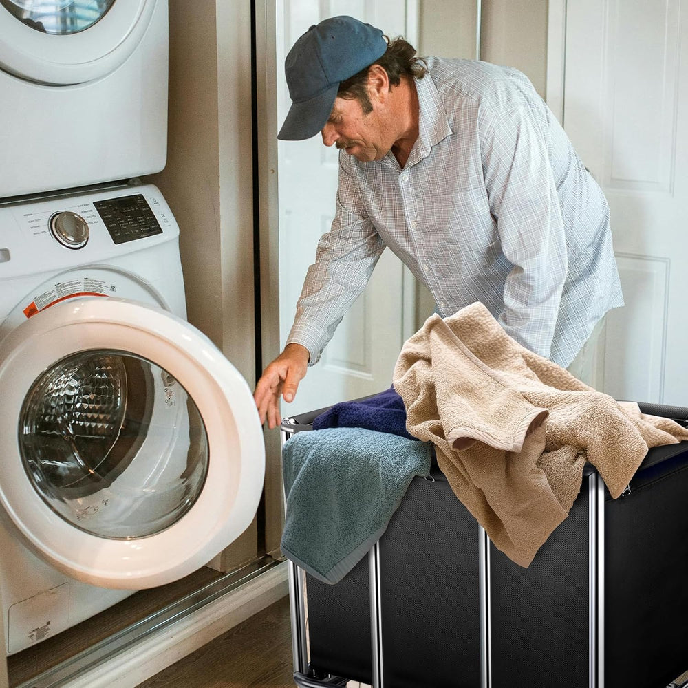 Commercial Laundry Cart with Wheels, 440L Large Rolling Laundry cart, Black