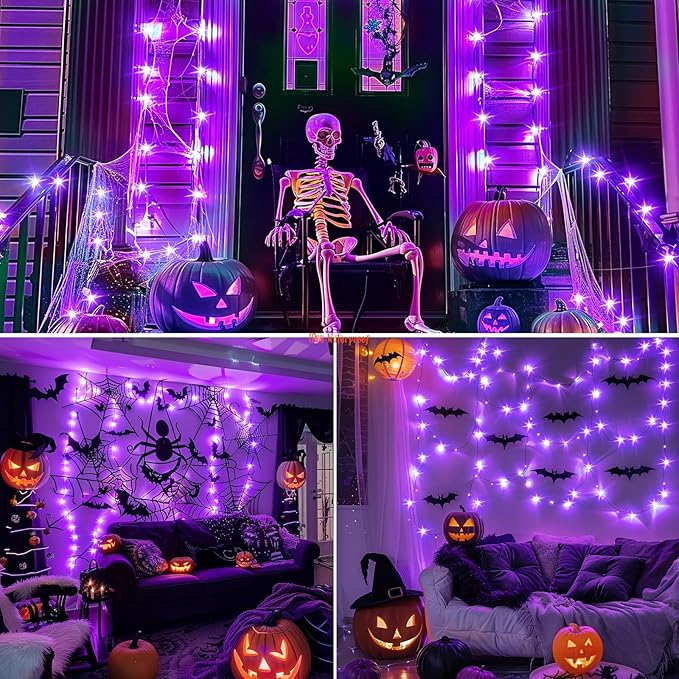 Minetom 6 Pack Purple Fairy Lights Battery Operated with Timer - 7ft 20 LED W...