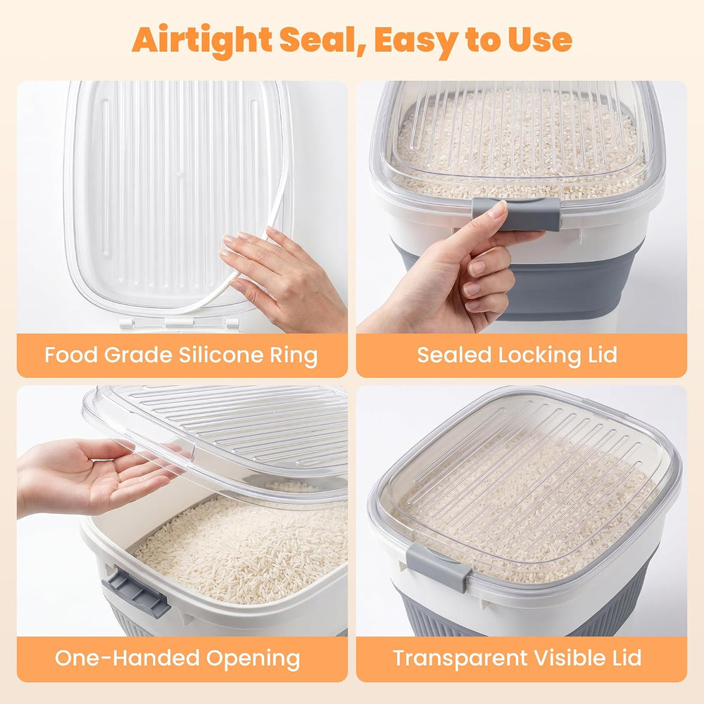 50 Lbs Rice Container, Collapsible Dog Food Storage Container