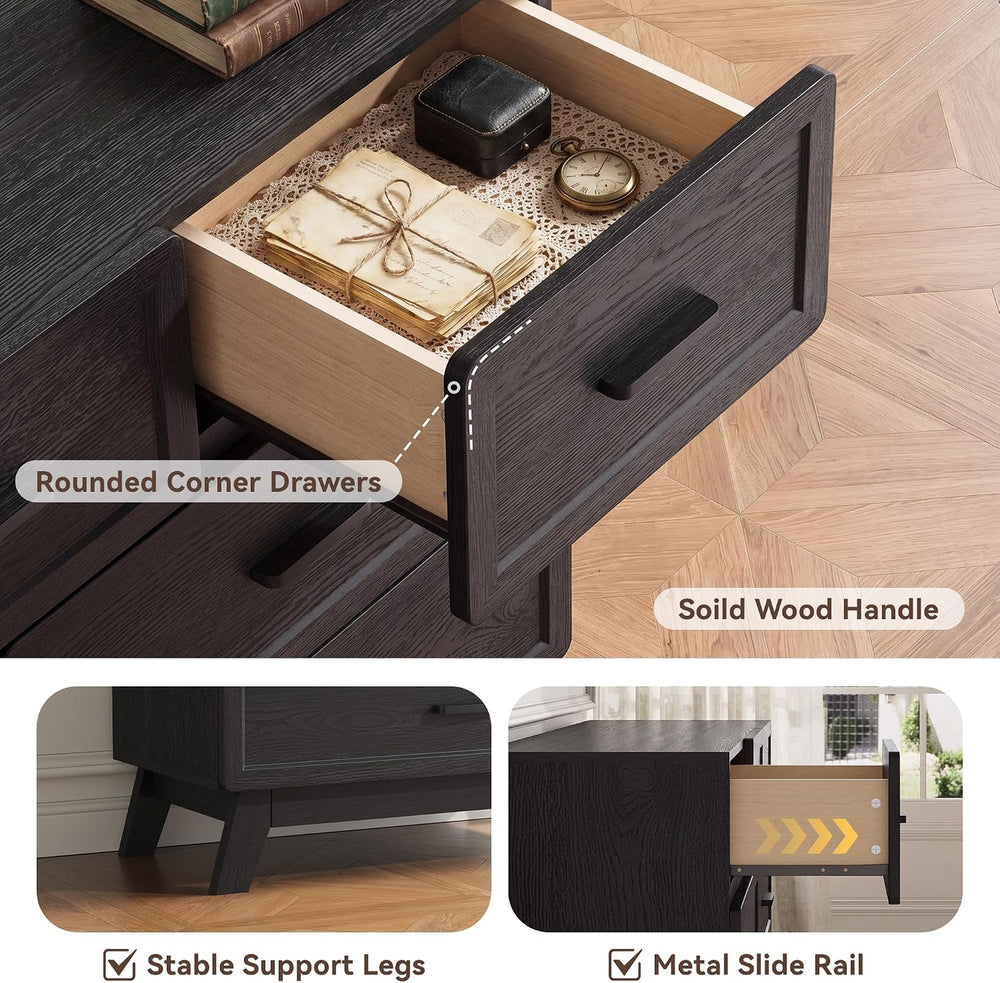 YANSNWO Black 7 Drawer Dresser for Bedroom, 47" Wide Chest of Drawers