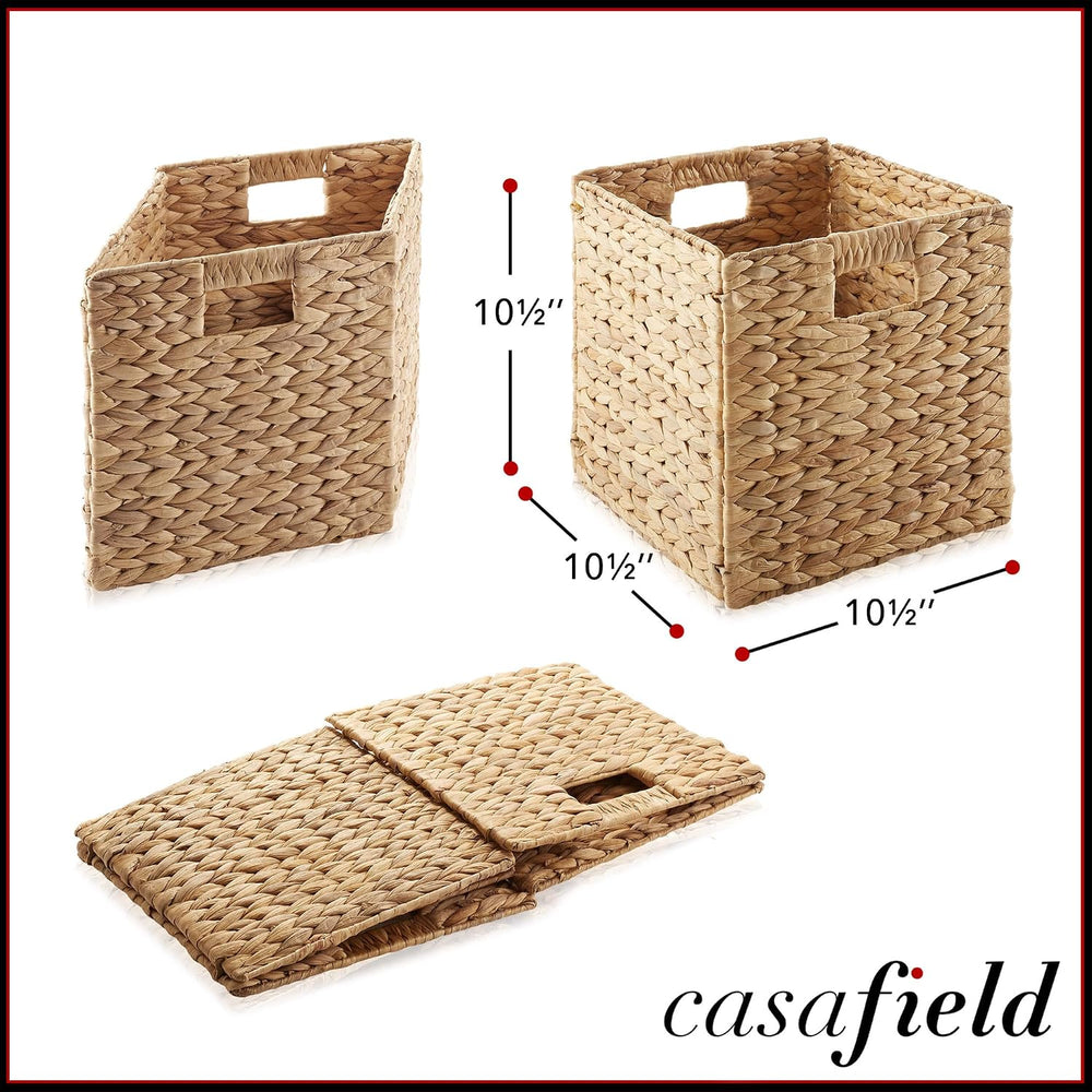 Casafield 10.5" x 10.5" Water Hyacinth Storage Baskets, Natural - S...