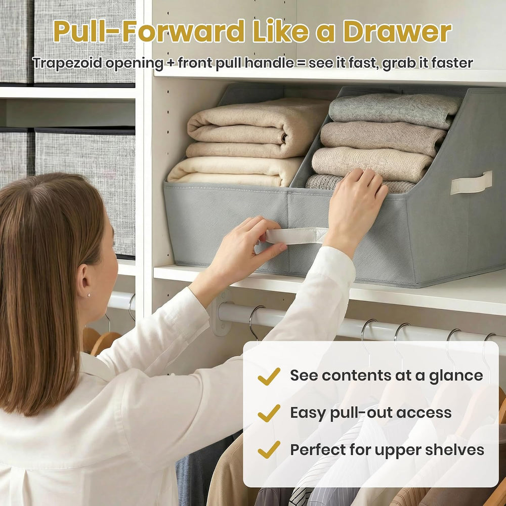 Closet Organizers Storage, Small Collapsible Bin 6pc, Dark Gray
