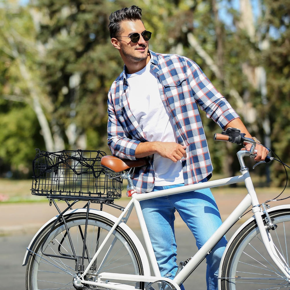 Aodaer Bike Basket with Removable Liner Bag Cargo Net Large Folding Bike Bask...