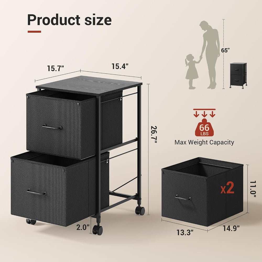 DEVAISE 2 Drawer Mobile File Cabinet, Rolling Printer Stand