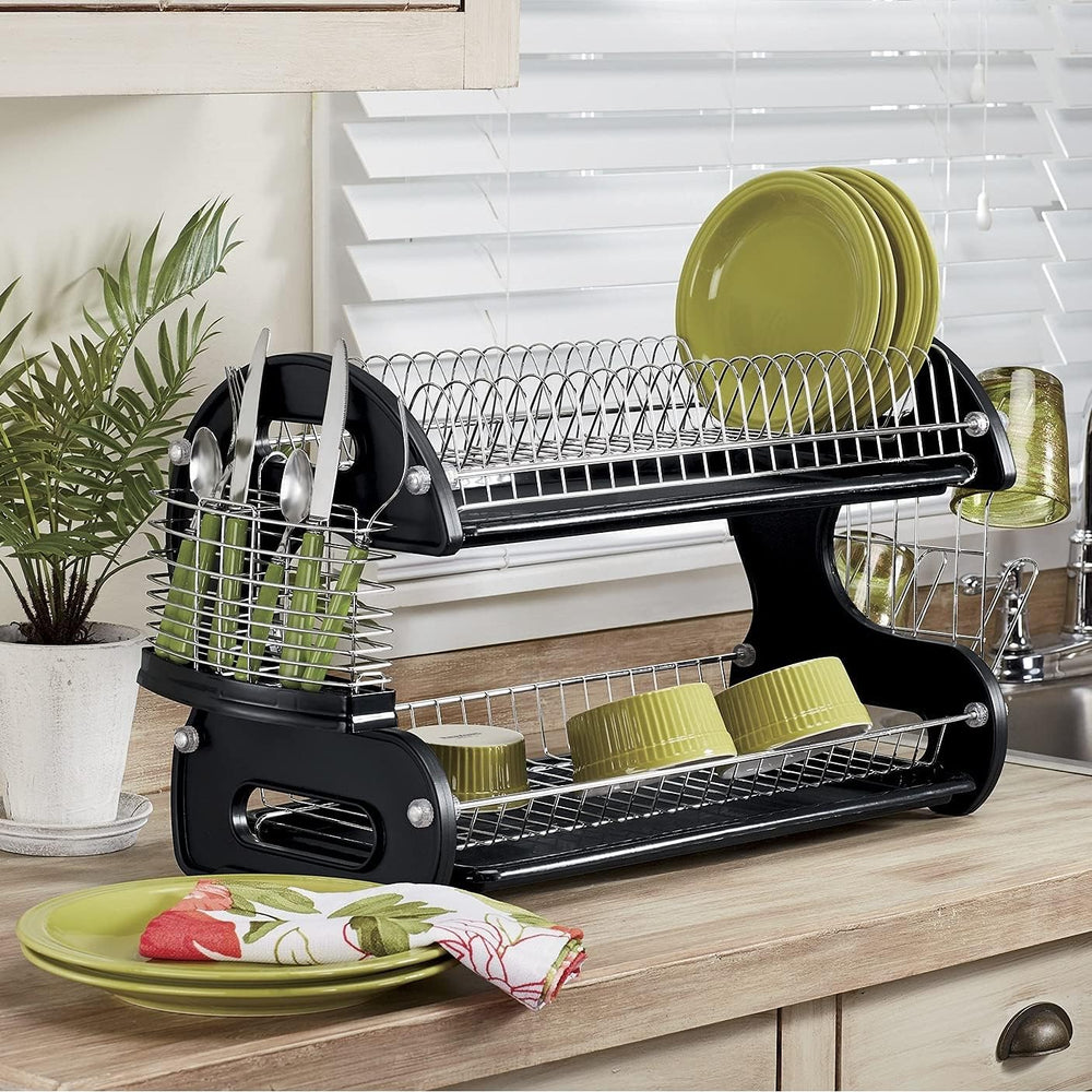 Montgomery Ward Retro 2-Tier Dish Rack - Black