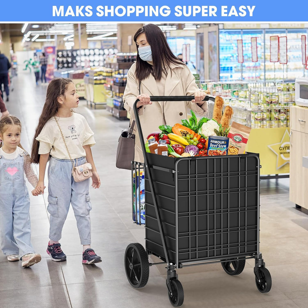 450lbs Capacity Shopping Cart,Upgrade Huge Grocery Cart on Wheels