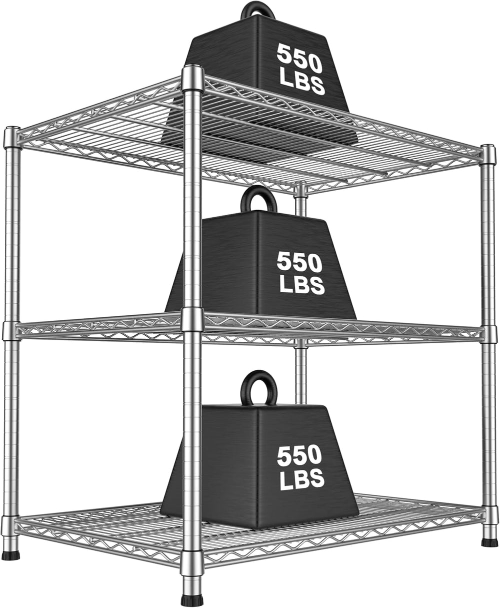 21"Depth Heavy Duty Wire Shelving Unit 3-Tier Metal Storage Shelves Adju...