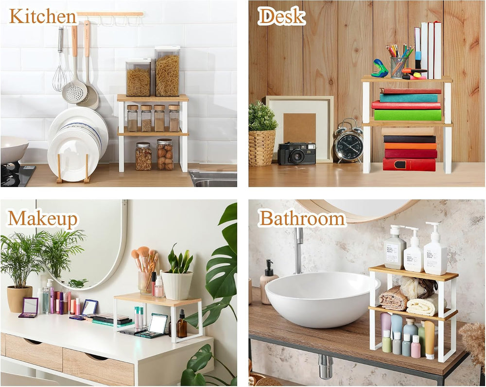 4 Pcs Kitchen Organizer Accessories Set for Cabinet, Wood, 11.8 x 7.9''
